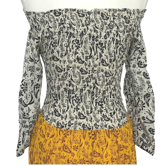 COOL CHANGE Joni Smocked Off-Shoulder Tiered‎ Maxi Dress Rayon Floral Multi S - Picture 5 of 7